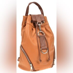 Lavorazione Artigianale Stylish Tan Real Leather Backpack NWOT.